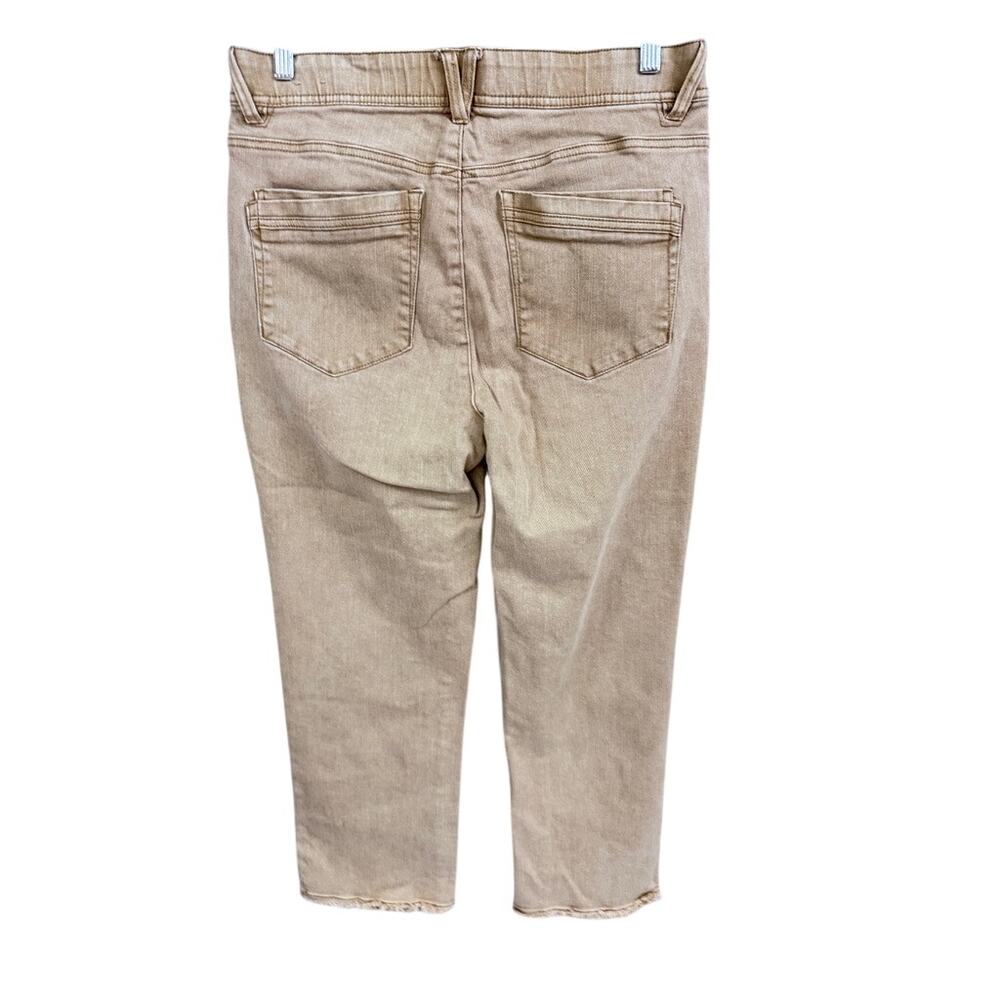 Democracy “Ab” Technology Cropped Jeans Size 12 Beige Raw Hem Neutral Denim - Picture 6 of 6